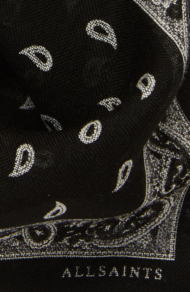AllSaints Small Paisley Wool Bandana, Alternate, color,