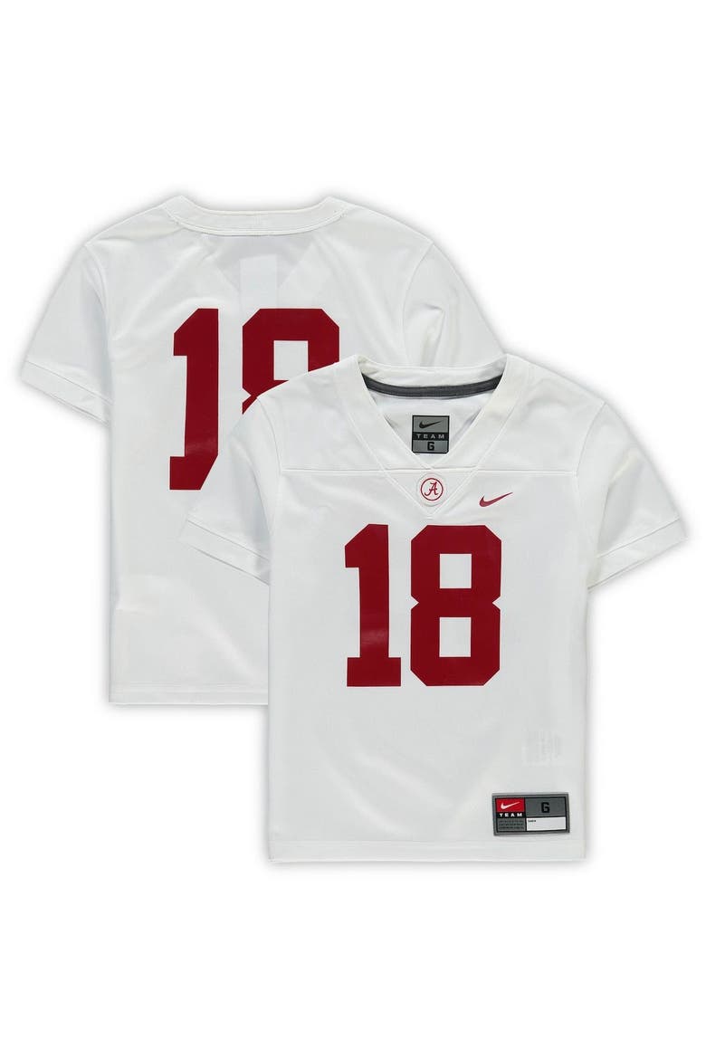 Preschool Nike #18 White Alabama Crimson Tide Untouchable Football Team Jersey, Alternate, color, White