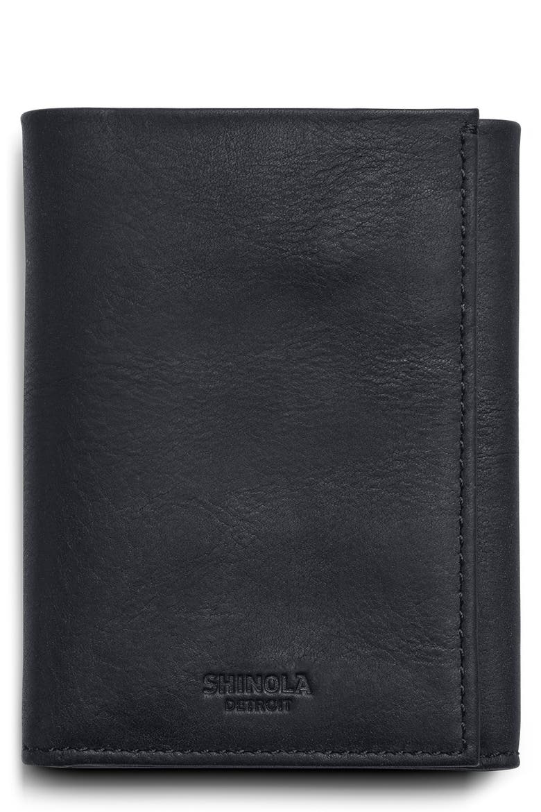 RFID Leather Trifold Wallet, Main, color, BLACK