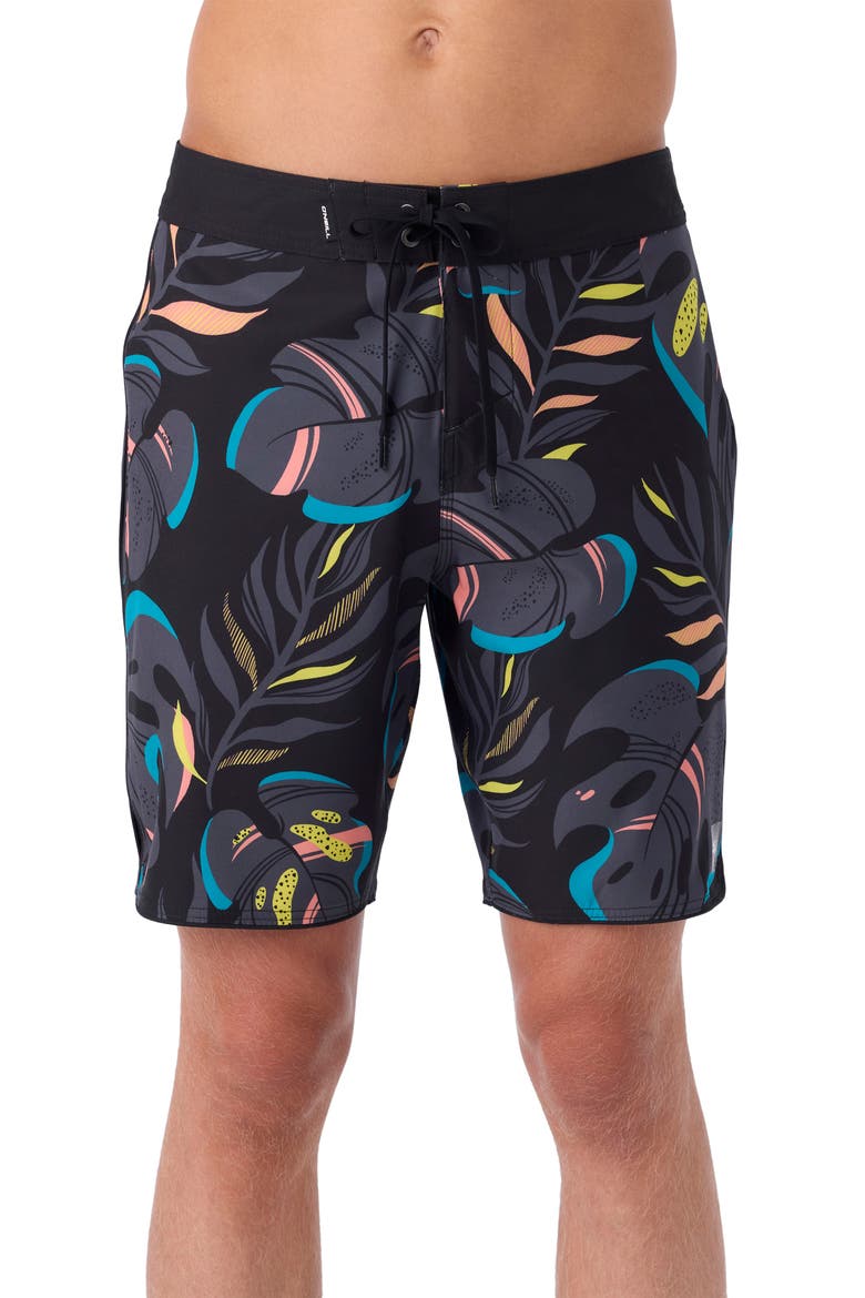Hyperfreak Mysto Scallop Swim Trunks, Main, color, BLACK LEAVES