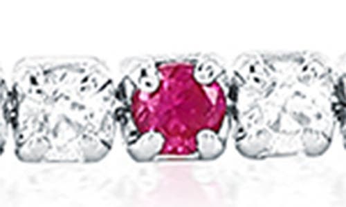 Simona Sterling Silver Round Cubic Zirconia Tennis Anklet In Red