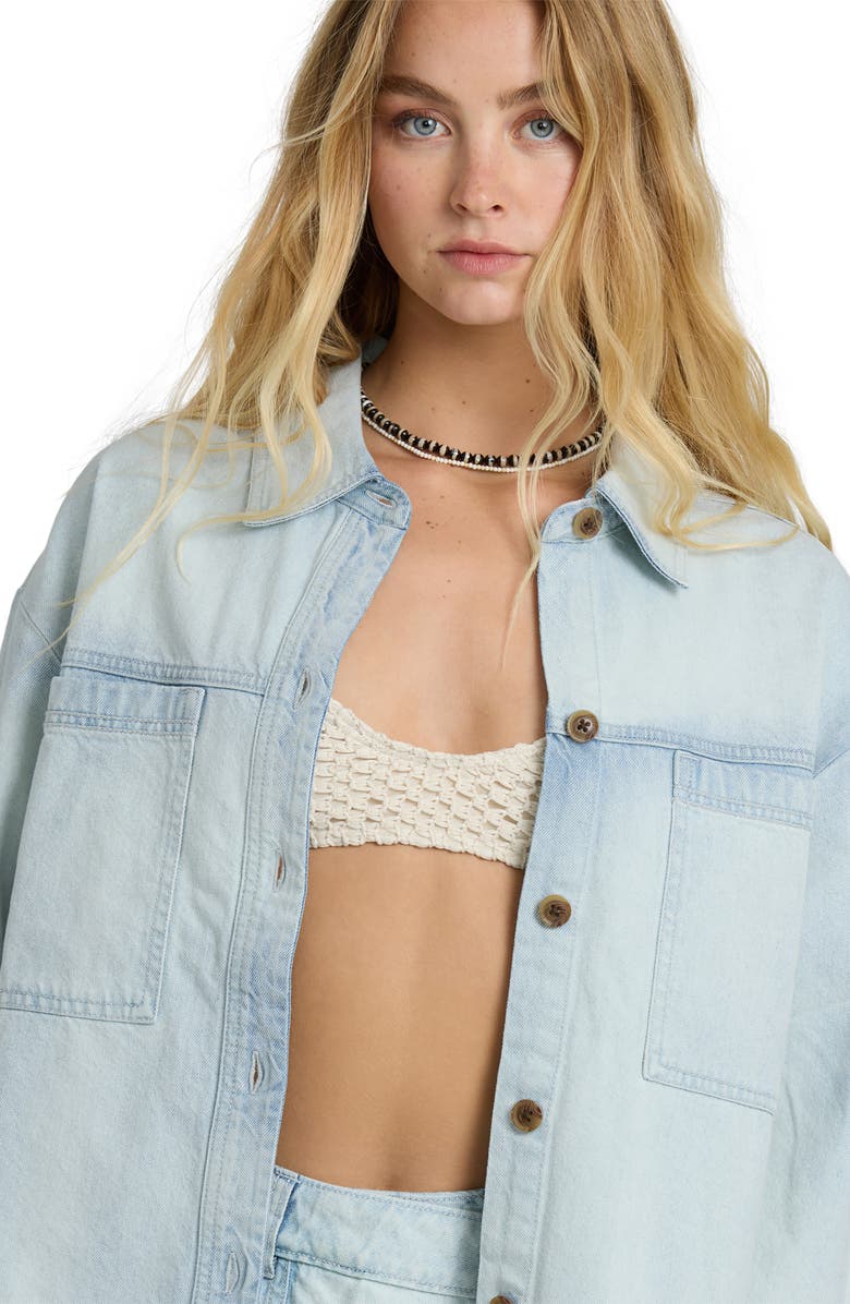 Billabong Jade Saltwash Denim Shacket, Alternate, color, Blue Mist