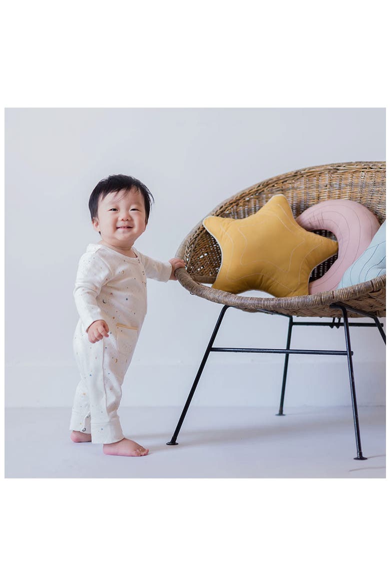Print Long Sleeve Organic Cotton Romper, Alternate, color, CELESTIAL