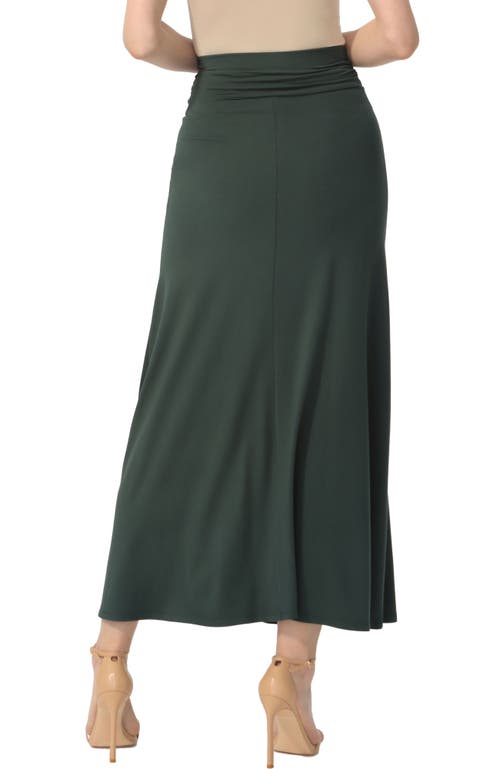 Kimi & Kai Waist Ruched Maxi Skirt In Forest Green