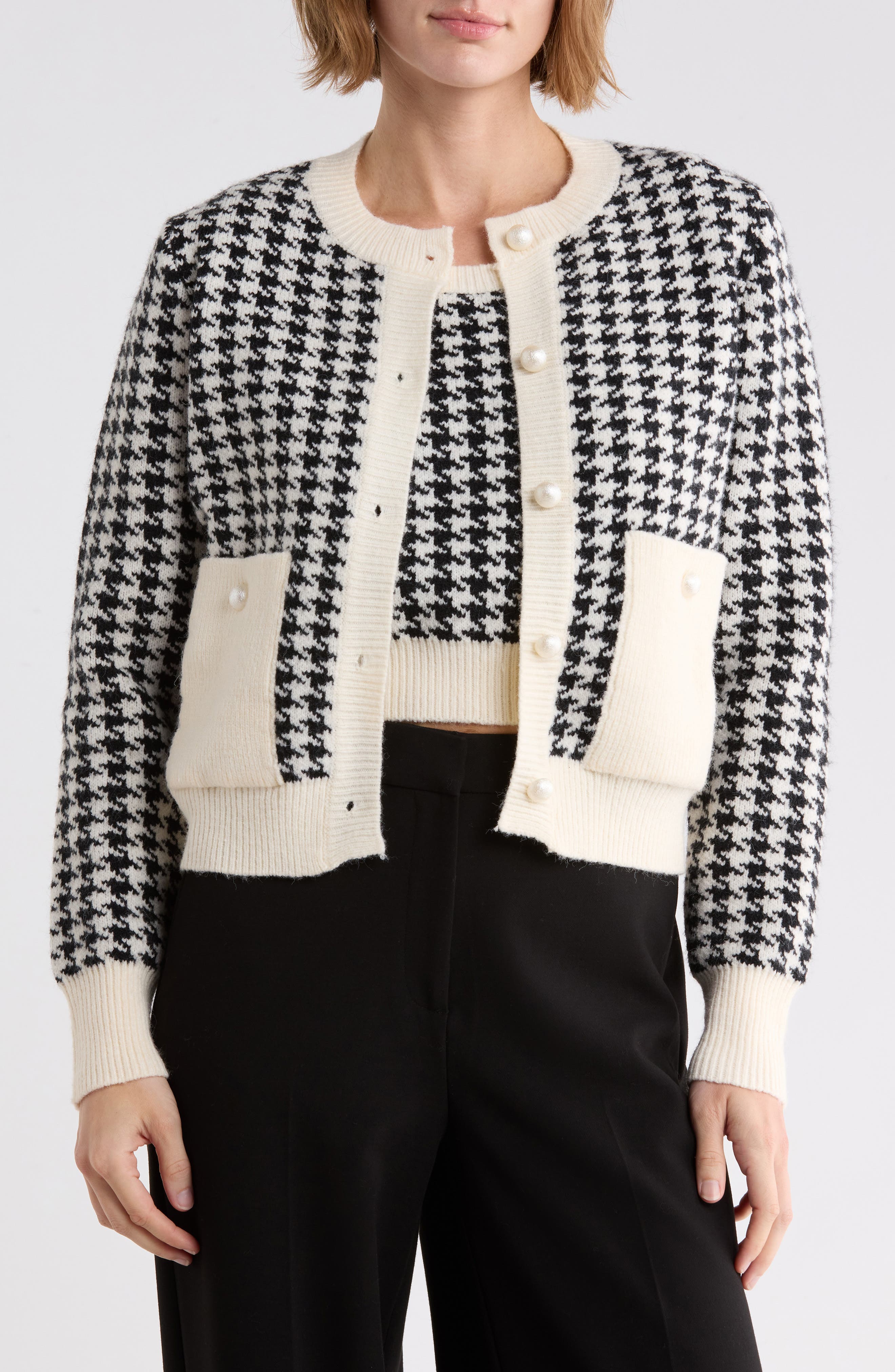 Houndstooth Cardigan Set