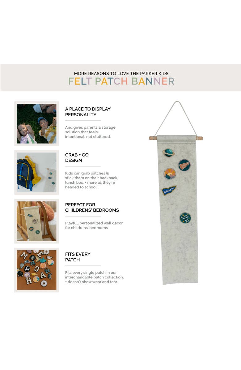 Parker Kids Co. Patch Banner, Alternate, color, White