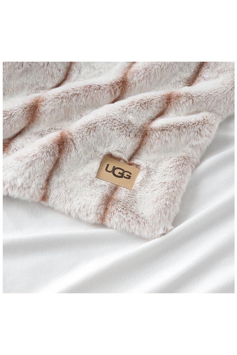Stasia Faux Fur Throw Blanket, Alternate, color, SANDALWOOD