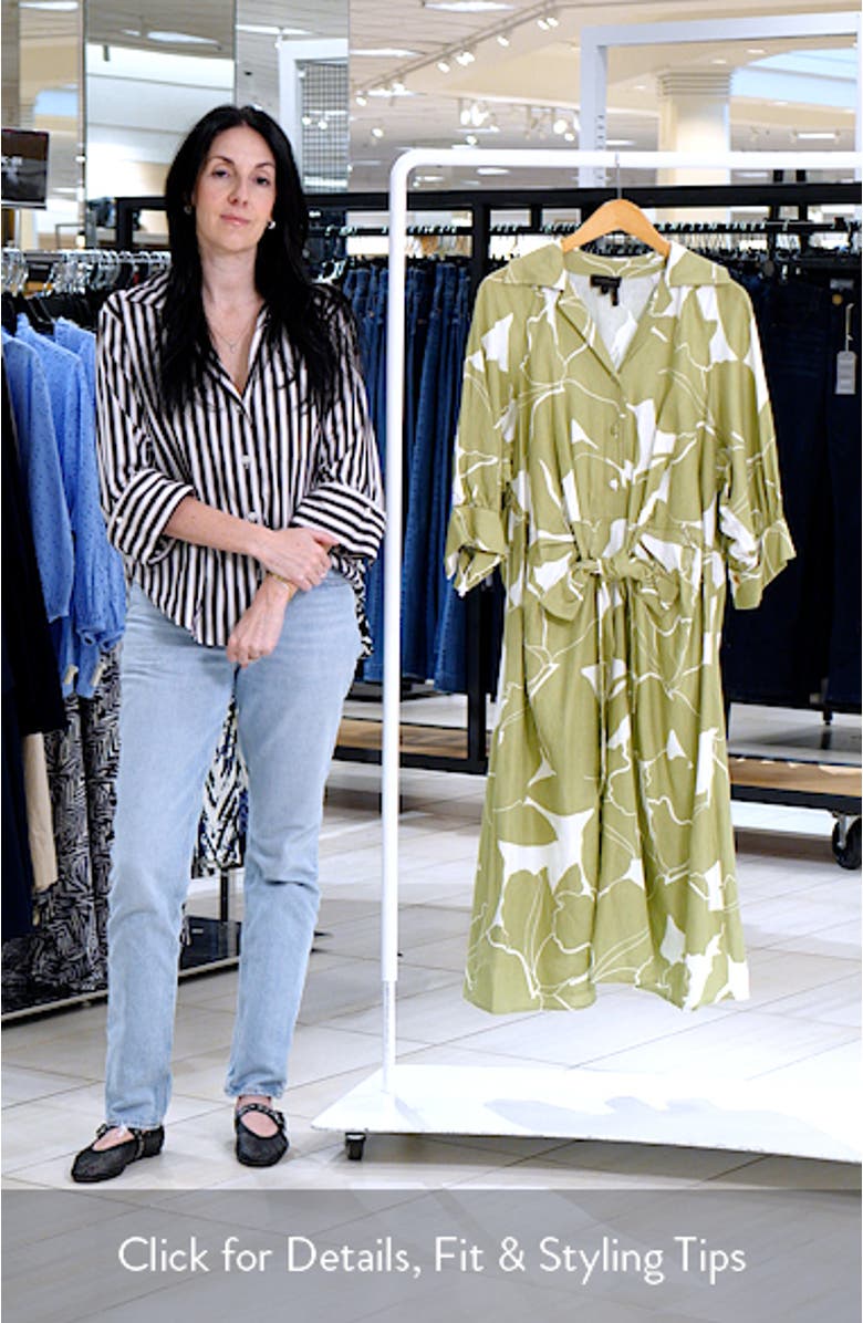 Print Tie Waist Midi Shirtdress, sales video thumbnail