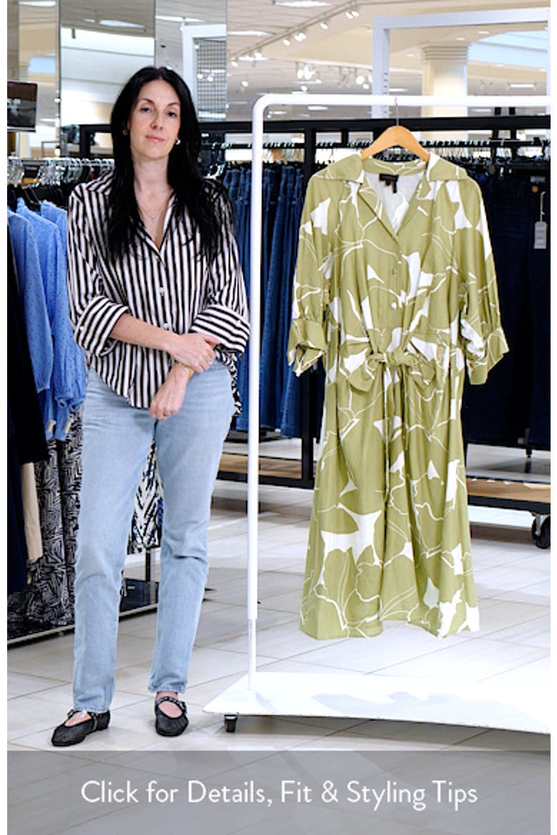 Print Tie Waist Midi Shirtdress video