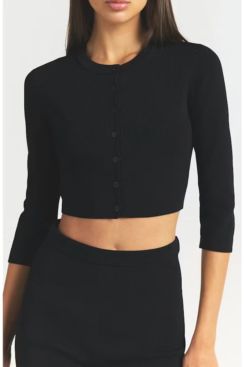 Refined Knit Crop Cardigan, Main, color, ONYX