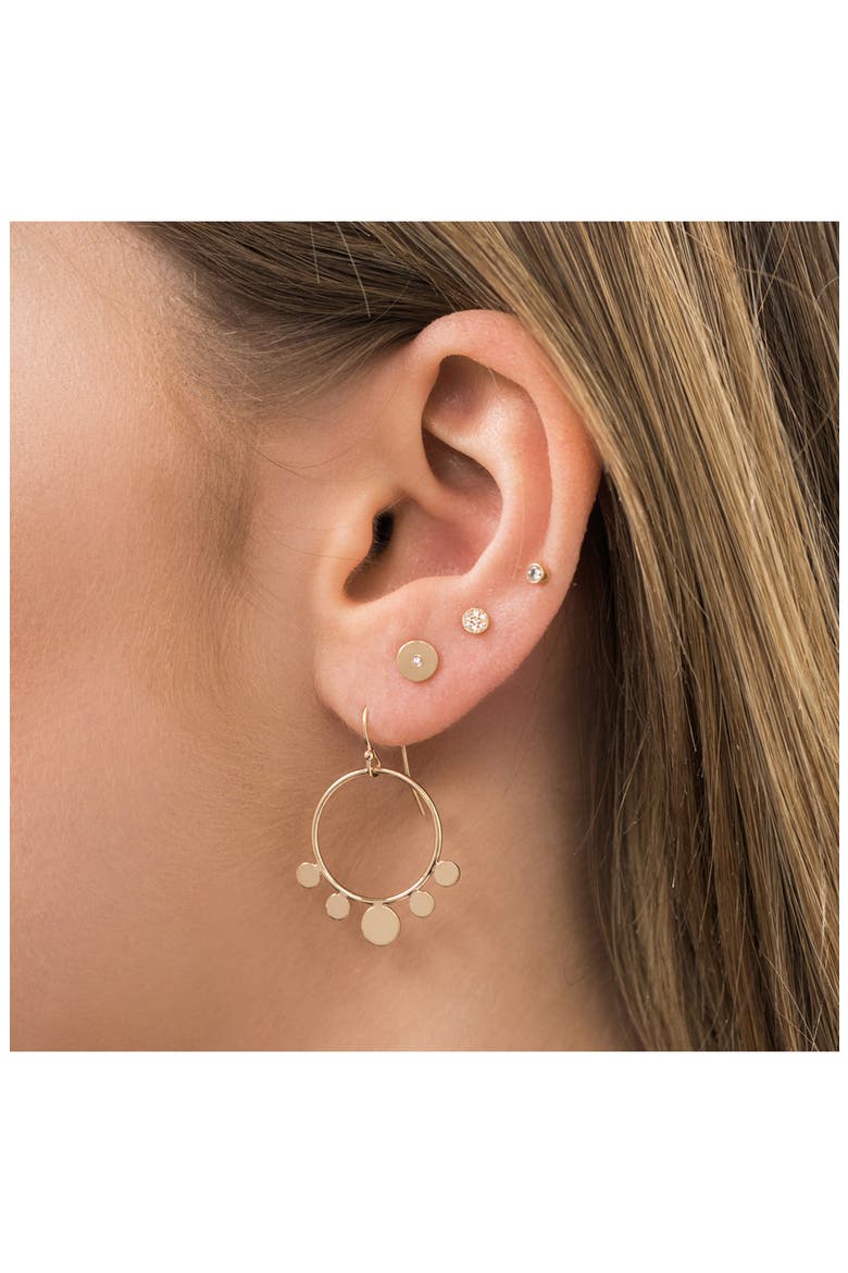 Round Disc Center Diamond Stud Earrings, Alternate, color, YELLOW GOLD