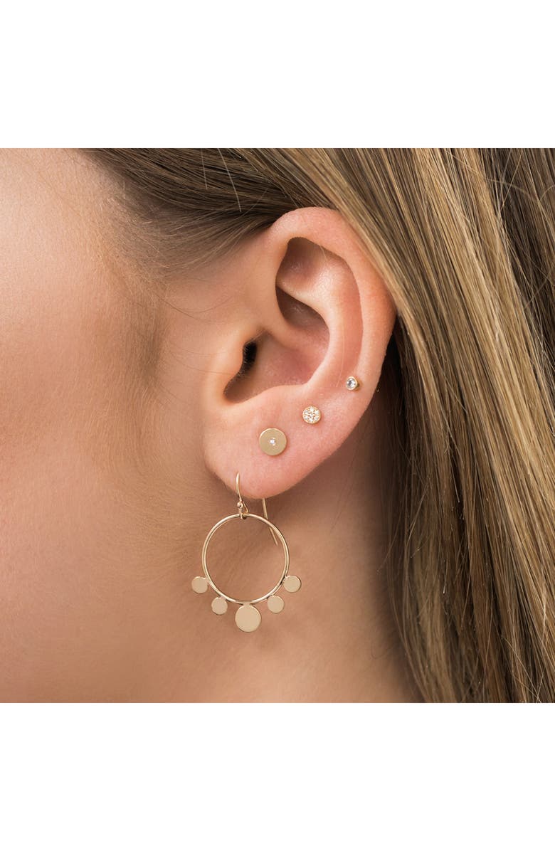 Zoë Chicco Round Disc Center Diamond Stud Earrings, Alternate, color, 