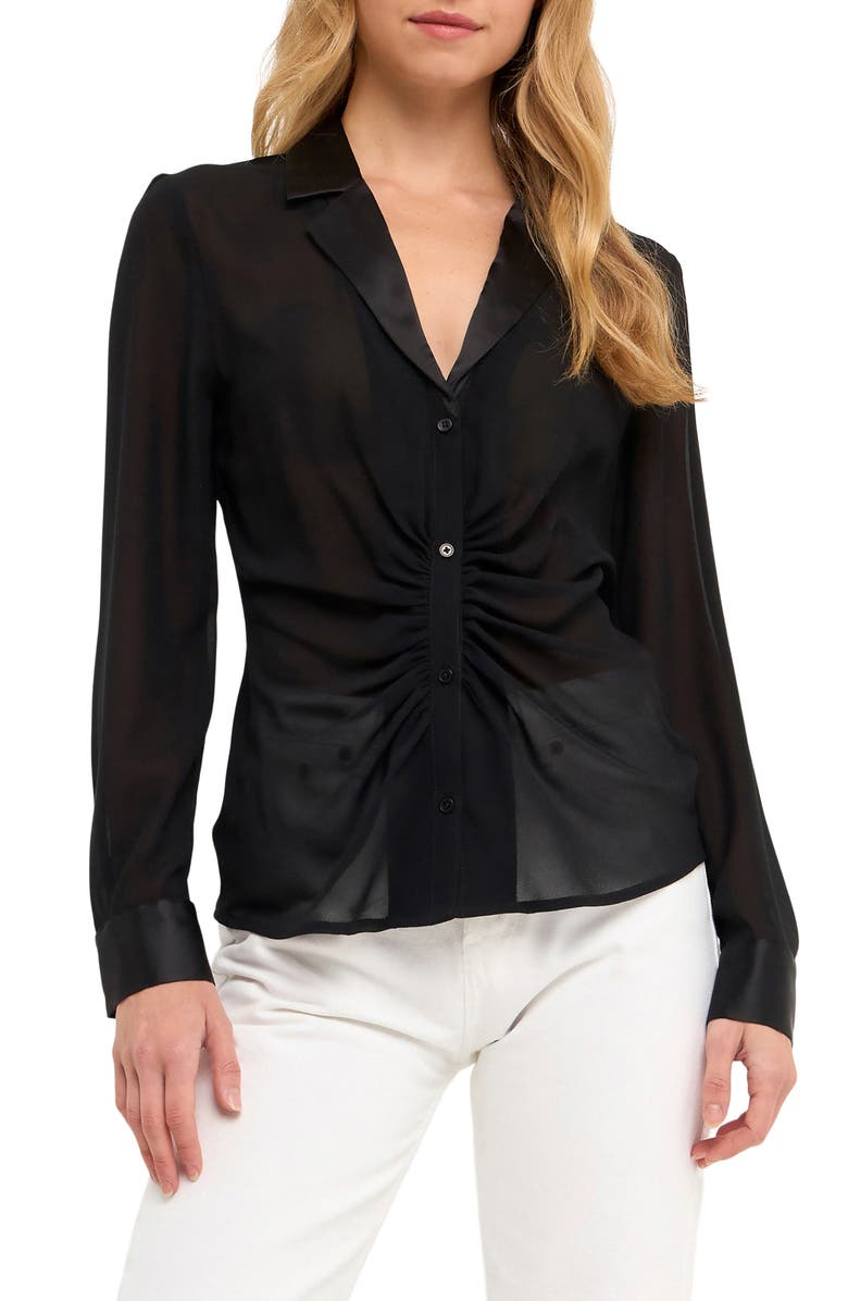 Endless Rose Ruched Front Chiffon Shirt, Alternate, color,