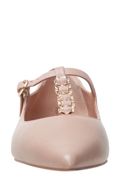 Linea Paolo Corinne Pointed Toe T-strap Flat In Pink