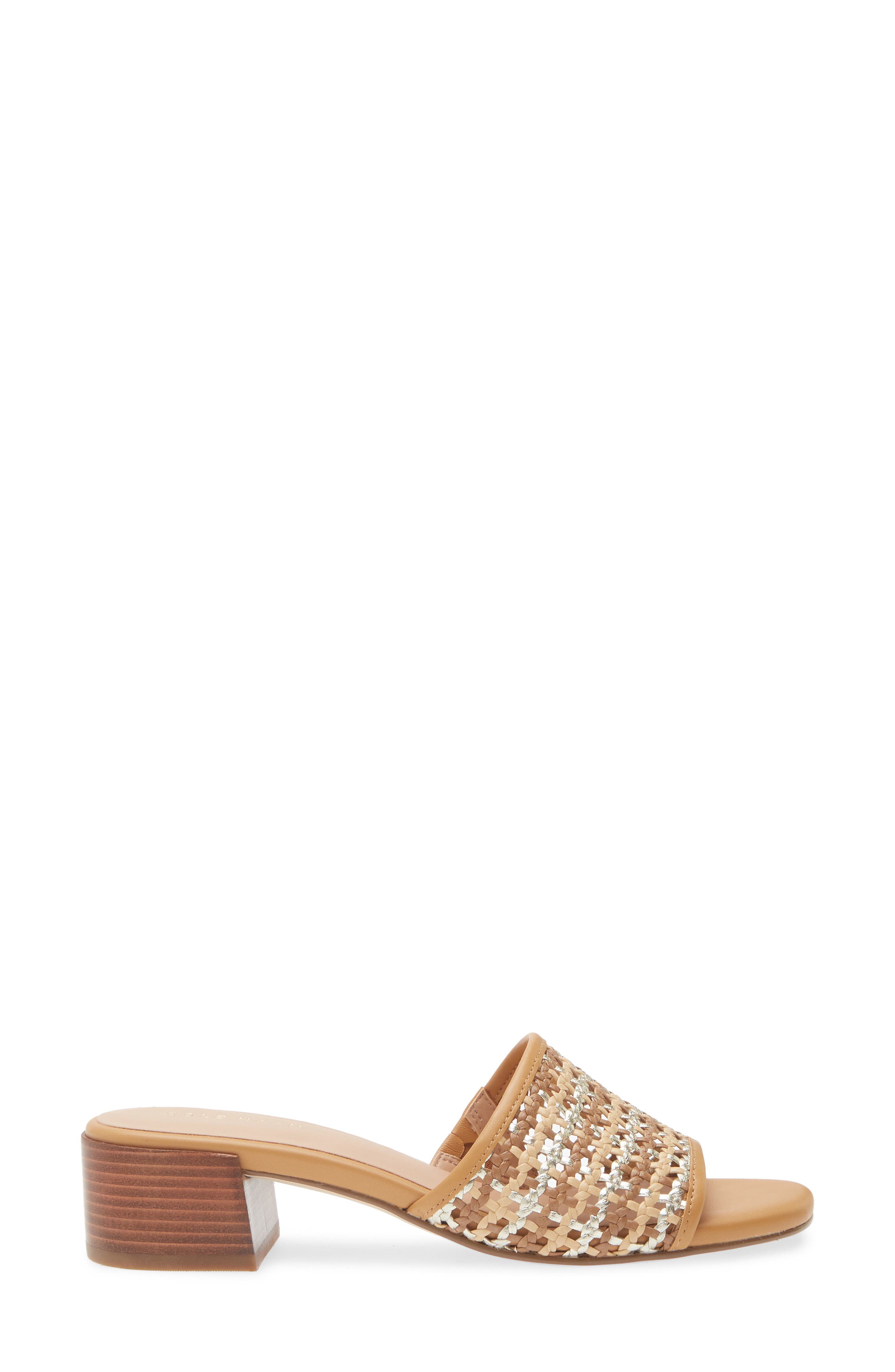 Calli Single Band Block Heel Slide Sandal, Alternate, color, NEUTRAL WOVEN / BISCUIT