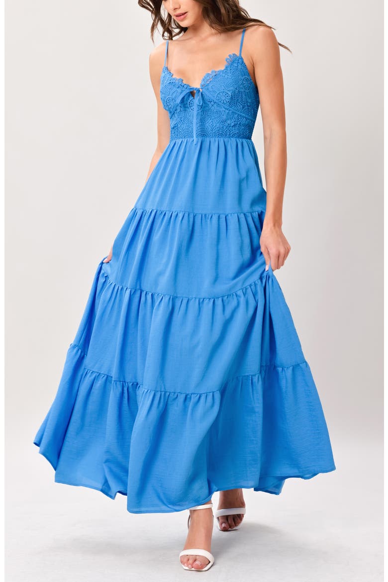 Mixed Lace Maxi Dress, Alternate, color, BLUE