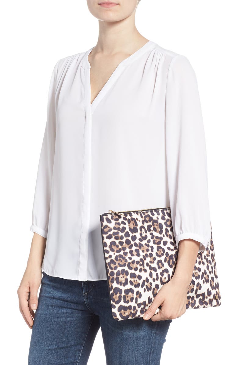Mali + Lili Molly Leopard Print Vegan Leather Clutch, Alternate, color,