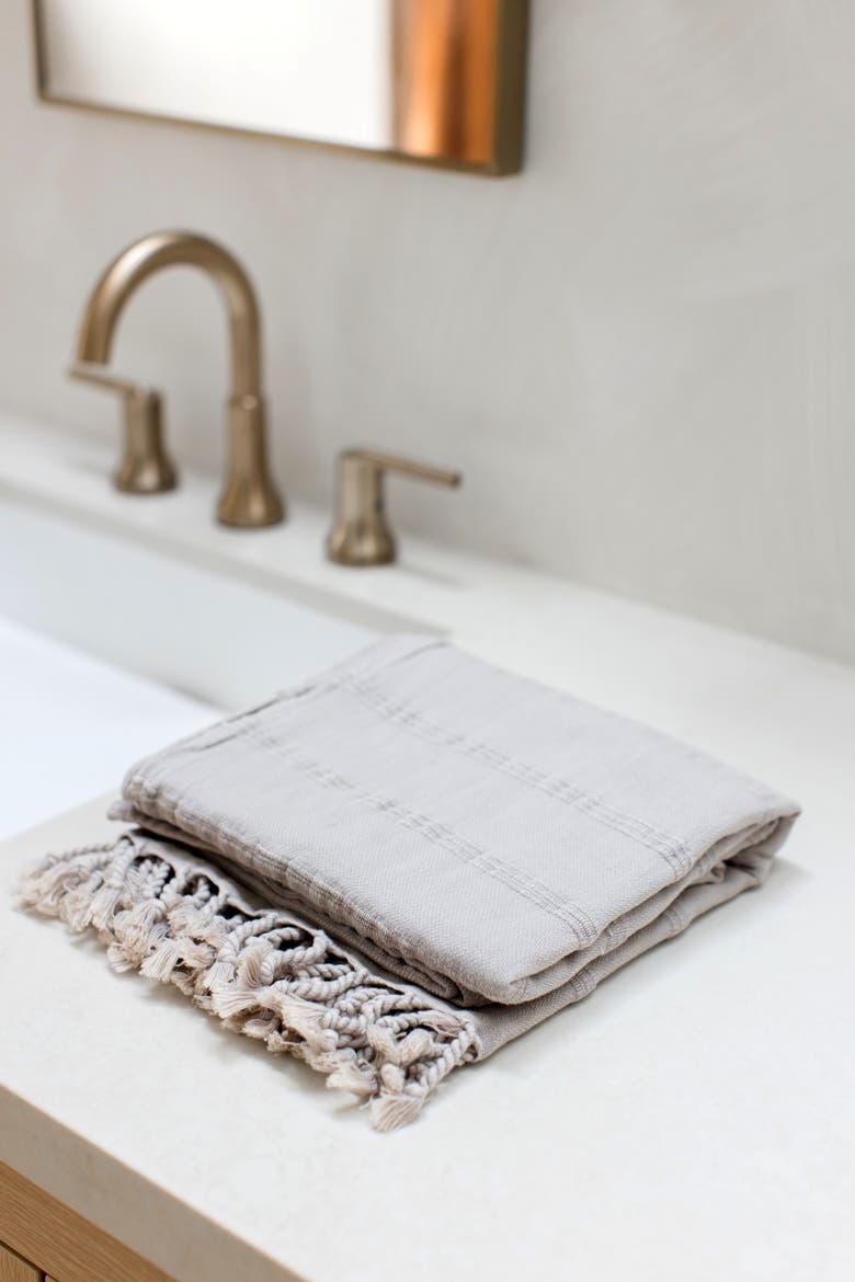 Stonewashed Organic Cotton Turkish Towel, Alternate, color, Beige