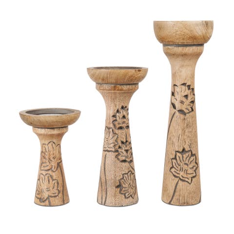 Lotus Vine Pillar Candleholder Set