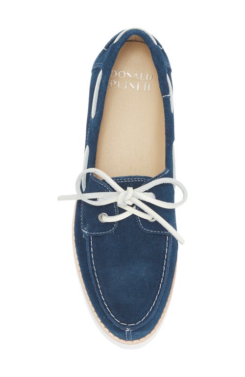 Shop Donald Pliner Lug Sole Boat Shoe In Navy