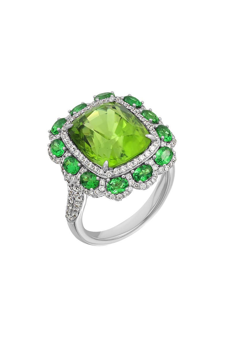 El Mar Iris Peridot, Tsavorite & Diamond Statement Ring, Main, color, 18K WHITE GOLD