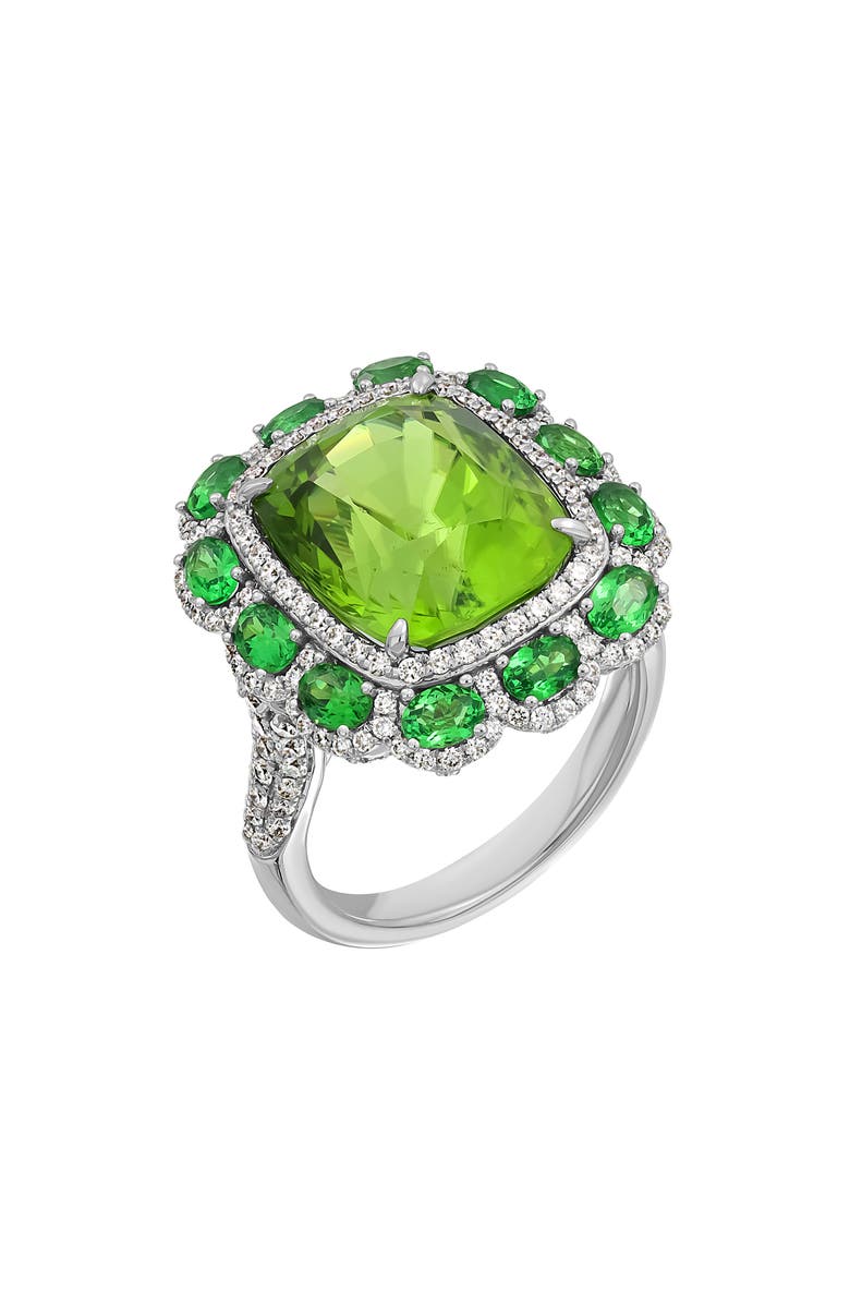 Bony Levy El Mar Iris Peridot, Tsavorite & Diamond Statement Ring, Main, color, 18K White Gold