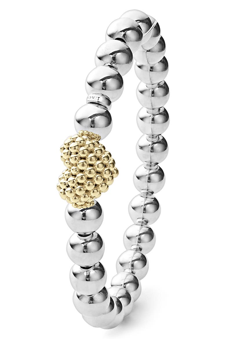 Heart Charm Beaded Stretch Bracelet, Alternate, color, SILVER GOLD