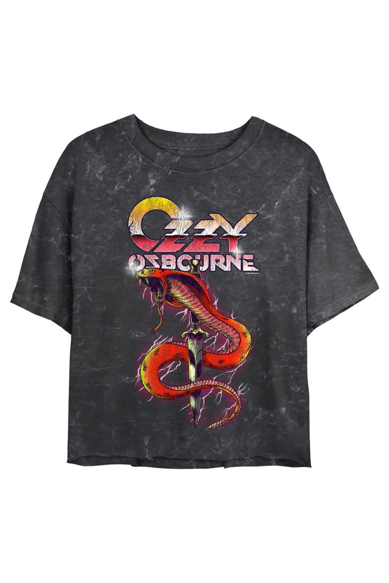 Junior's Ozzy Osbourne Cobra Retro Logo  Graphic T-Shirt, Main, color, Black