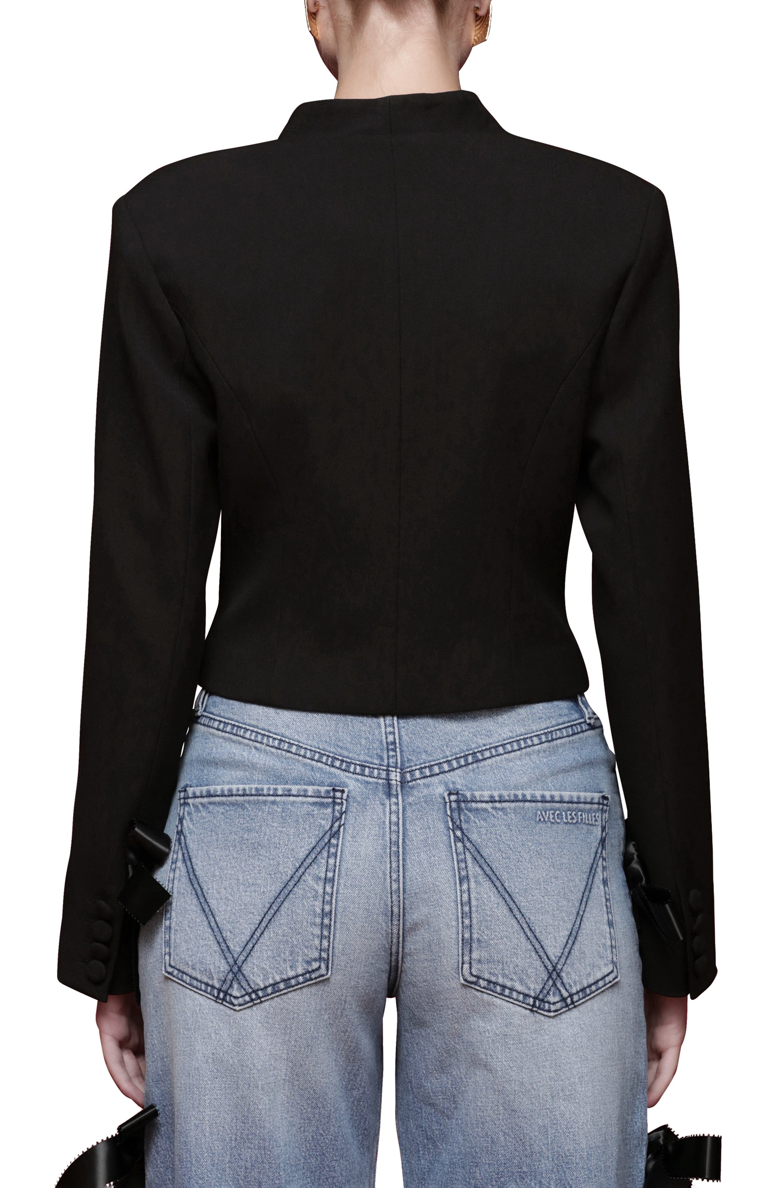 Contrast Lapel Crop Jacket - image 2
