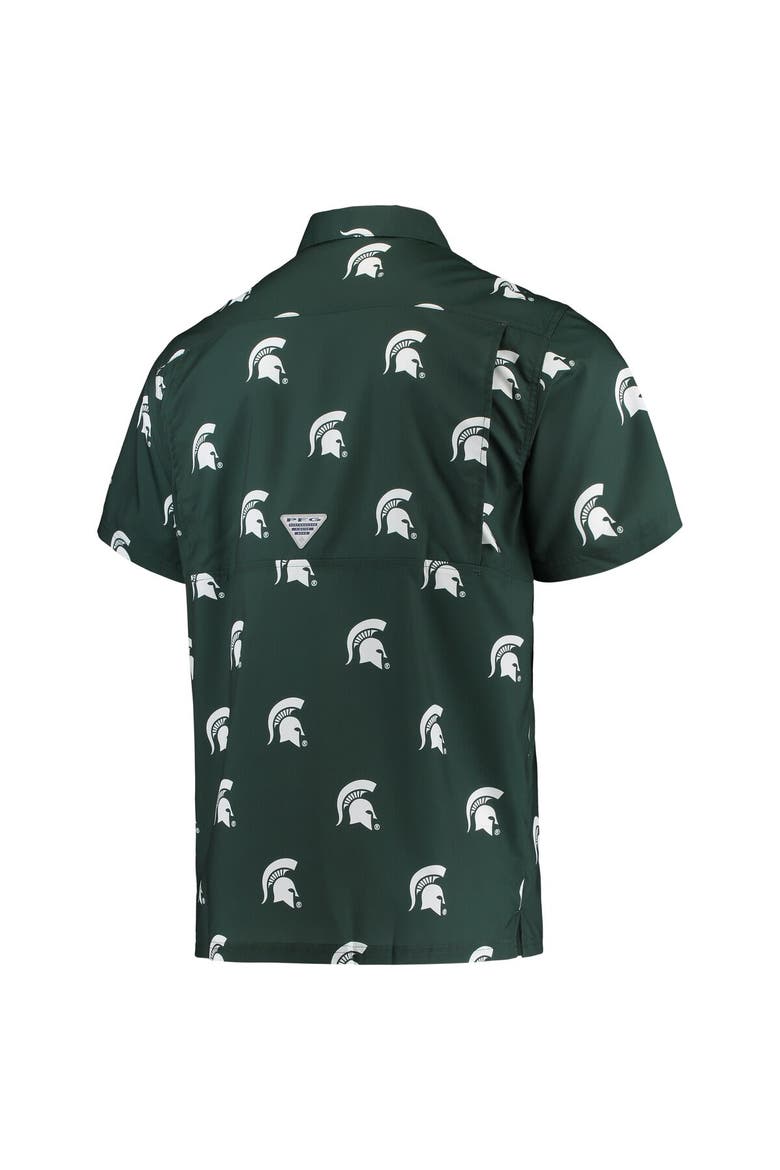 Men's Columbia Green Michigan State Spartans Super Slack Tide Omni-Shade Button-Up Shirt, Alternate, color, Green