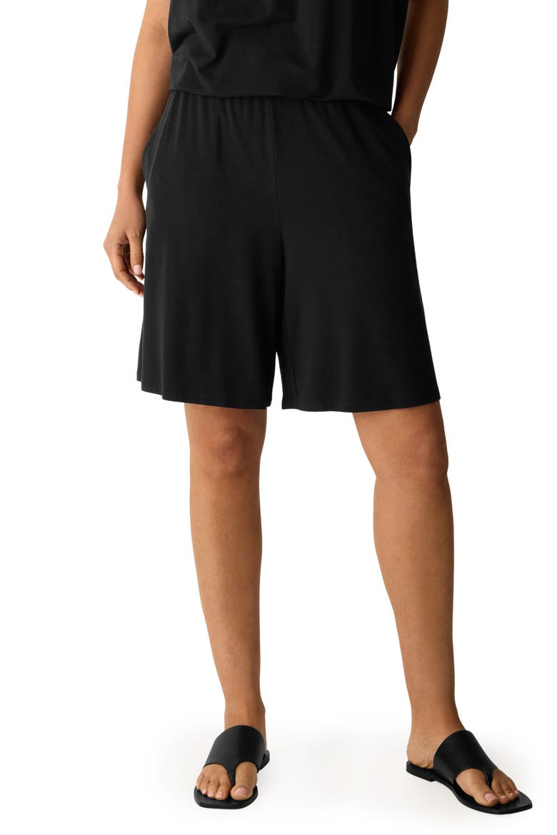 Flared Jersey Shorts, Main, color, BLACK