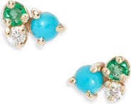 Zoë Chicco 14K Gold Mixed Stone & Diamond Cluster Stud Earrings