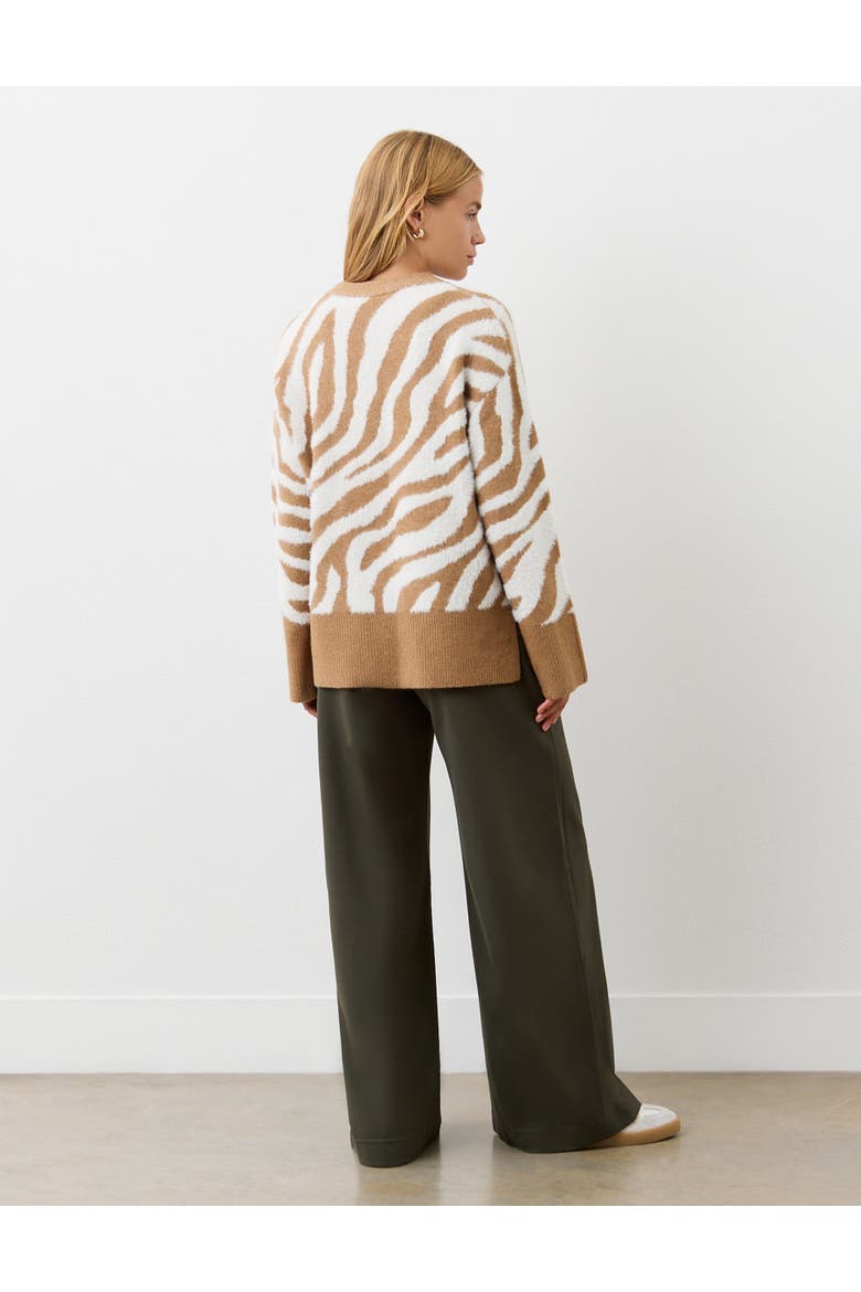 Tully Animal Print Knitted Sweater, Alternate, color, Tan Zebra