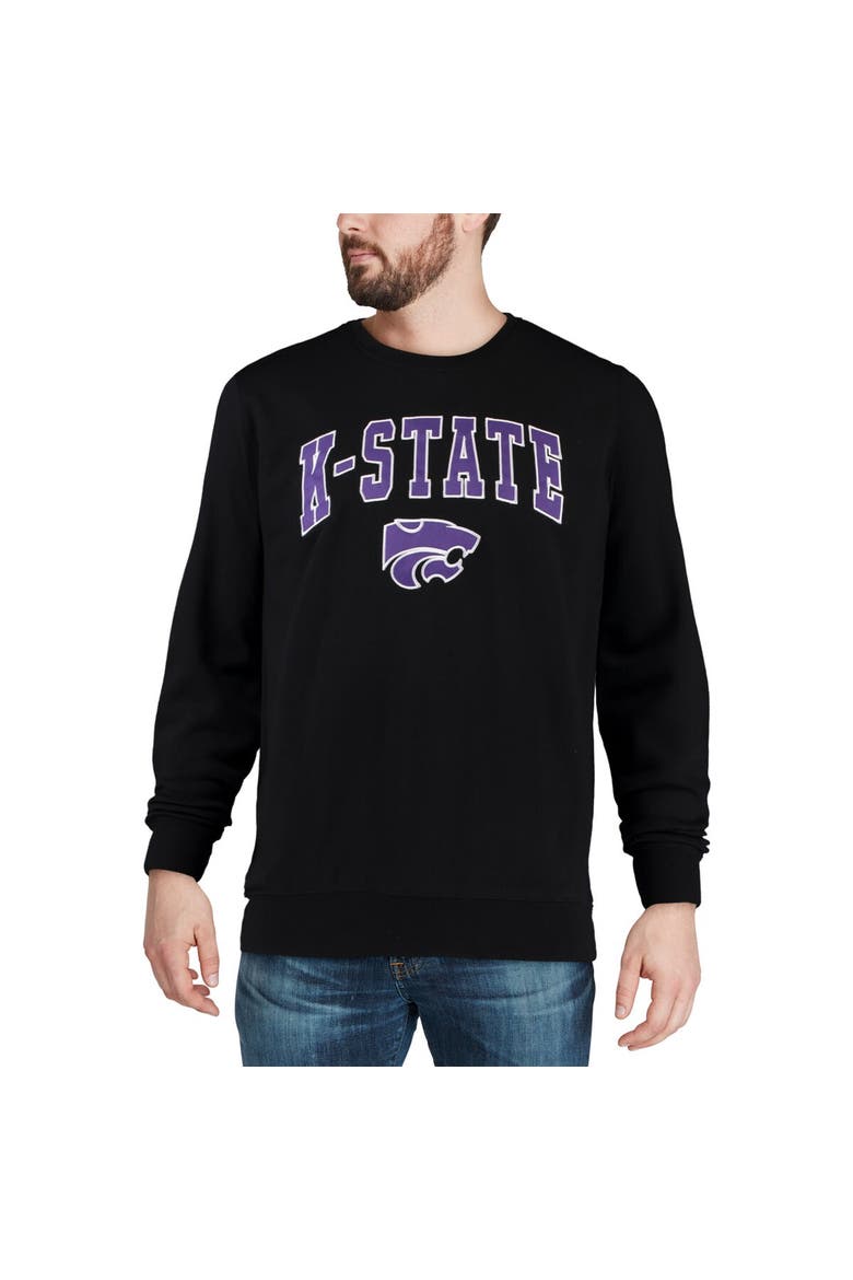 Men's Colosseum Black Kansas State Wildcats Arch & Logo Crew Neck Sweatshirt, Alternate, color, Black
