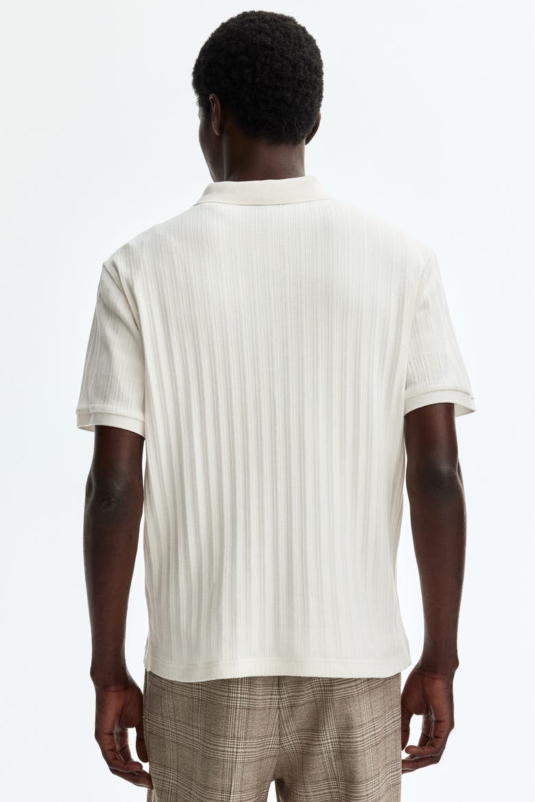 Slim-fit Textured Jersey Polo Shirt, Alternate, color, Cream