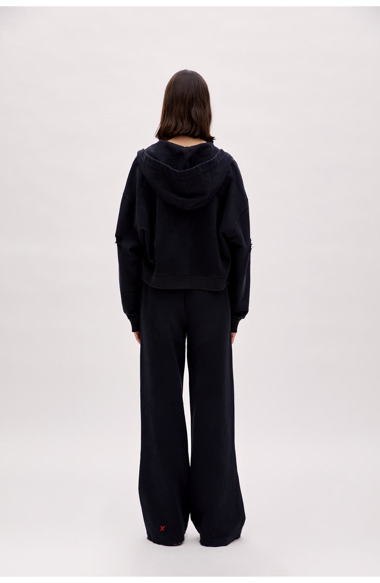 PCFG Cotton Destroyed Zip Up Hoodie, Alternate, color, Black