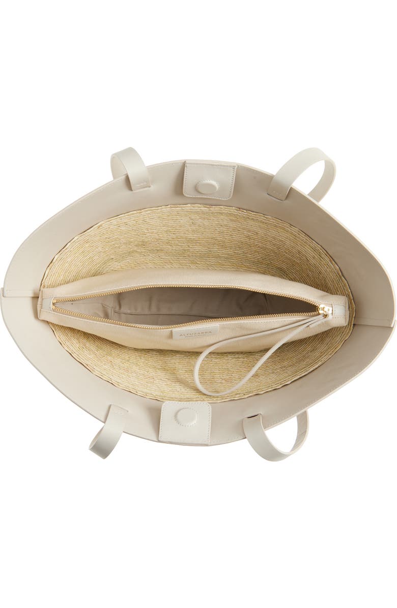 Altuzarra Small Embroidered Leather & Straw Basket Tote, Alternate, color, 378102 Ivory Embroidered Bird