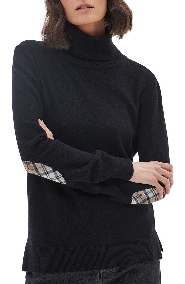 Barbour Pendle Elbow Patch Wool & Cotton Turtleneck Sweater, Main, color,