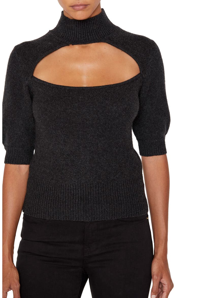 Cutout Turtleneck Cashmere Sweater, Main, color, CHARCOAL H