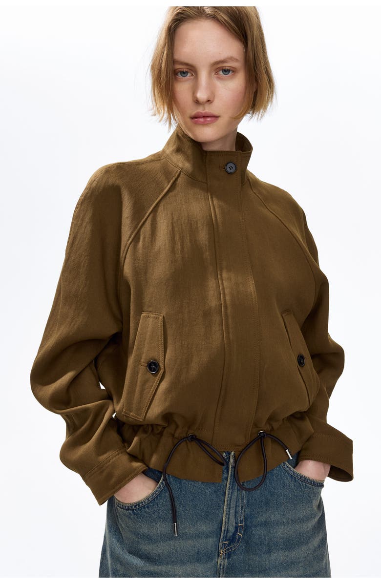 H&M Oversized linen-blend jacket, Alternate, color, Dark Beige