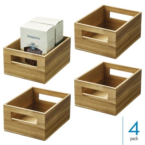 Idesign Acacia Wood Pantry Storage Bin With Handles In Neutral