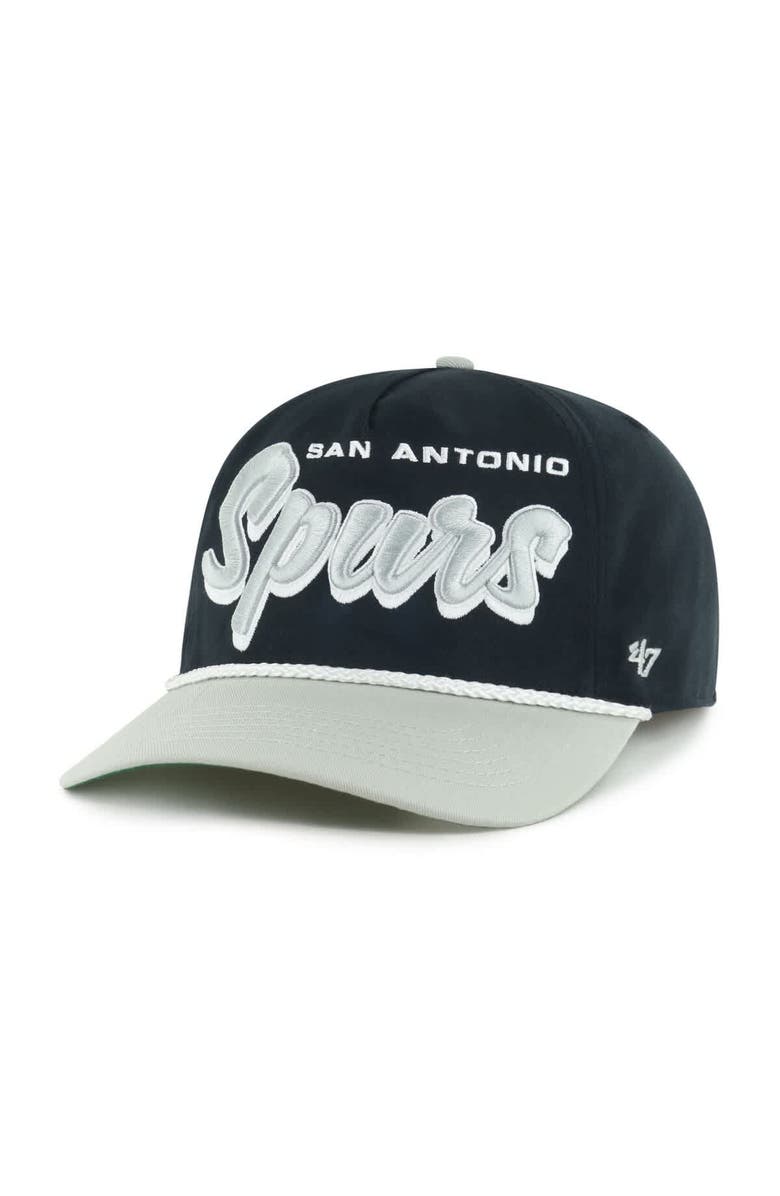 '47 Men's '47 Black/Silver San Antonio Spurs Dropshadow Rope Hitch Adjustable Hat, Alternate, color, Black