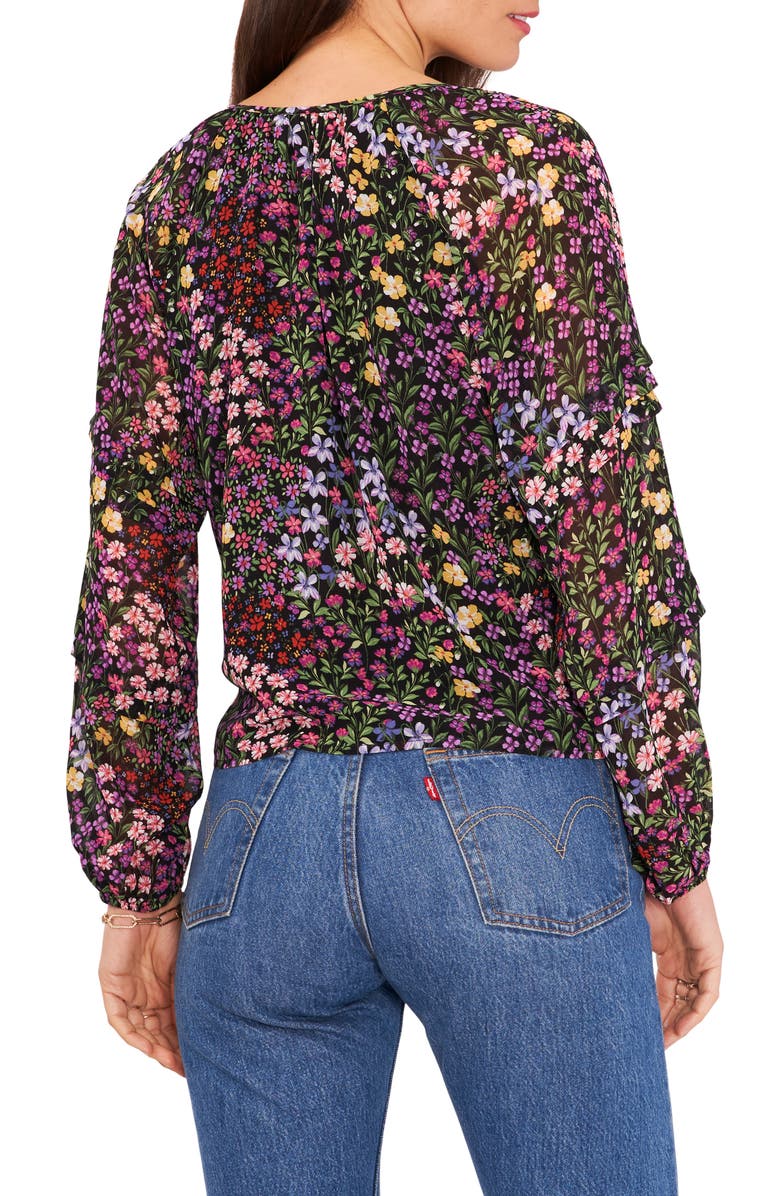 1.STATE Mixed Floral Tie Neck Blouse, Alternate, color,