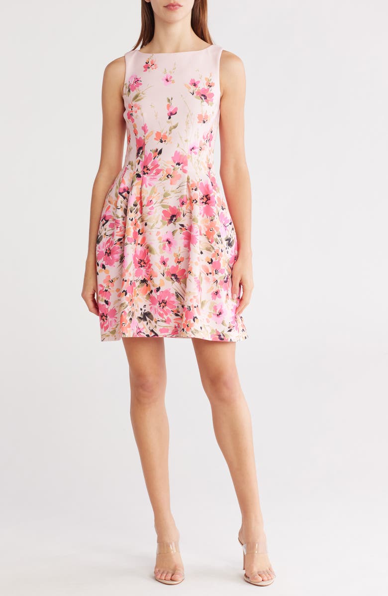 Vince Camuto Fit & Flare Sleeveless Scuba Knit Dress, Main, color, 