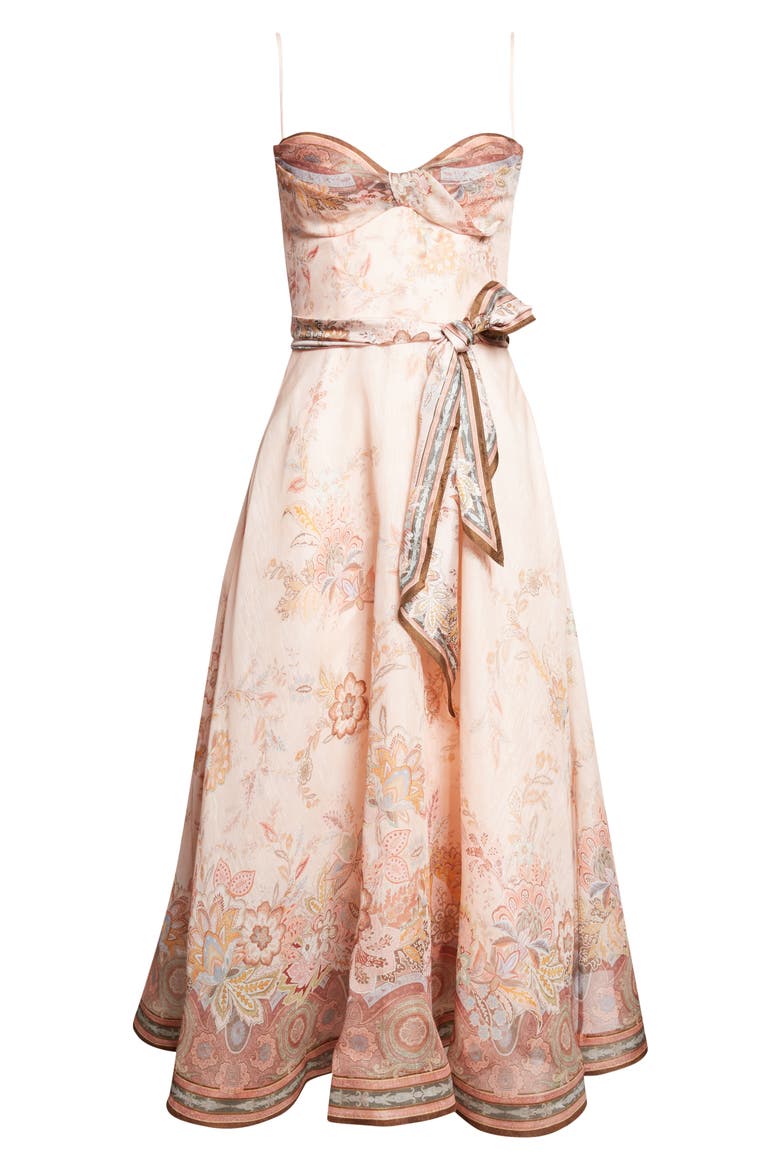 Alchemy Paisley Structured Linen & Silk Organza Midi Dress, Alternate, color, PINK PAISLEY
