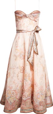 Zimmermann Alchemy Paisley Structured Linen & Silk Organza Midi Dress