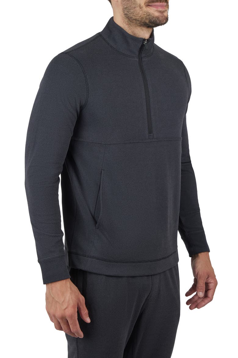 Silicon Tek Scuba Knit Half Zip Pullover, Alternate, color, BLACK