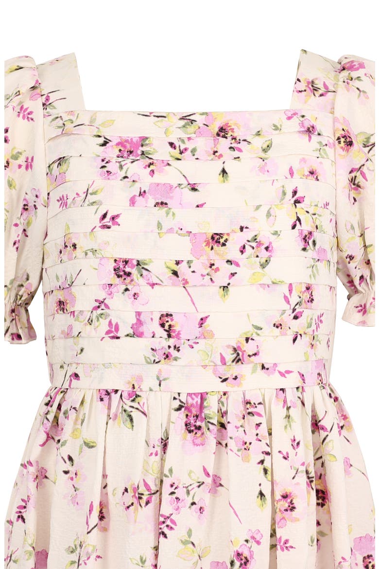 Kids' Floral Pintuck Dress, Alternate, color, IVORY/ ORCH