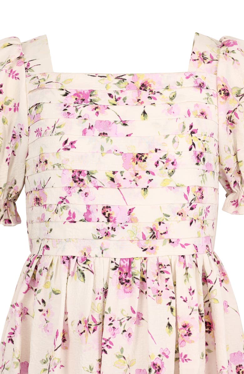 Zunie Kids' Floral Pintuck Dress, Alternate, color, Ivory/ Orch