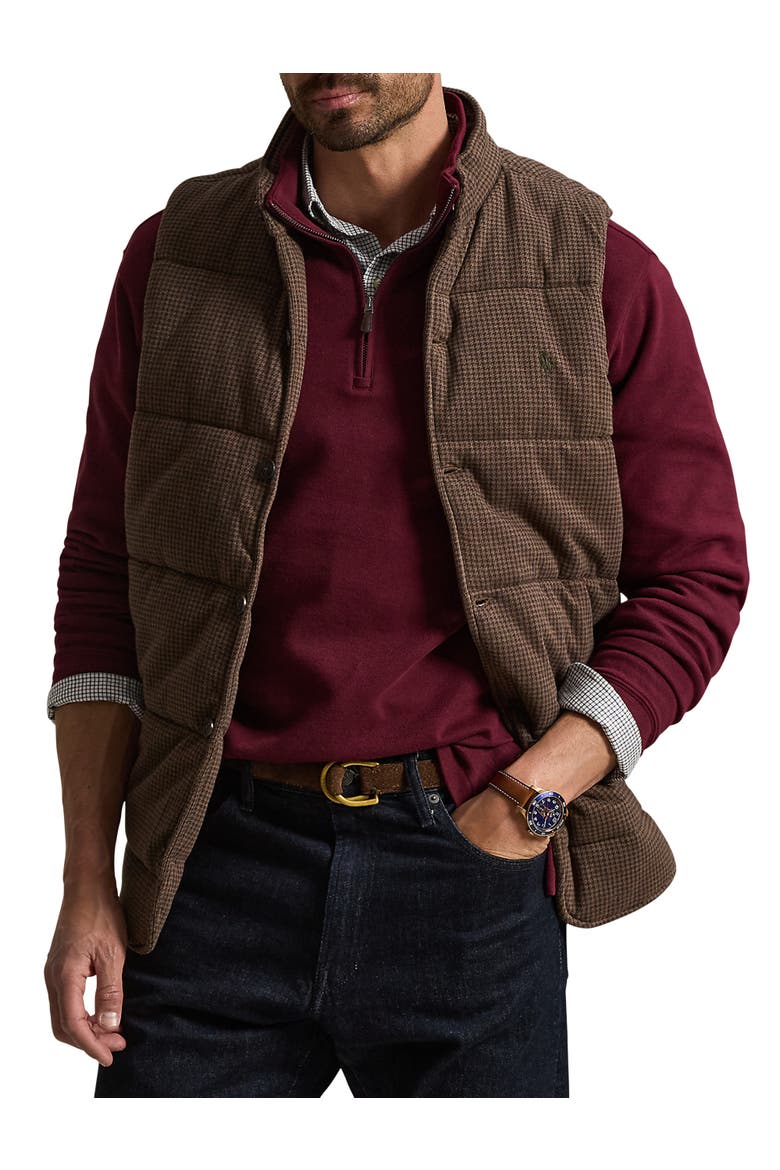 Big & Tall Estate Ribbed Vest, Main, color, NTMG BRWN DOGTOOTH
